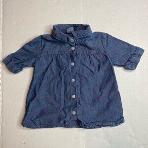 Carter’s Chambray Short Rolled Cuff Sleeves button up 18 months Girls Shirt